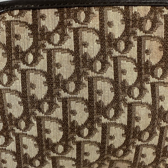 Genuine CHRISTIAN DIOR vintage brown canvas clutch with logo 70s - Picture 2 of 12